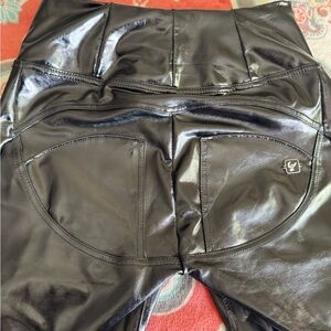 Freddy Black High-Shine Faux Leather Leggings with Branded Tags Pre-owned